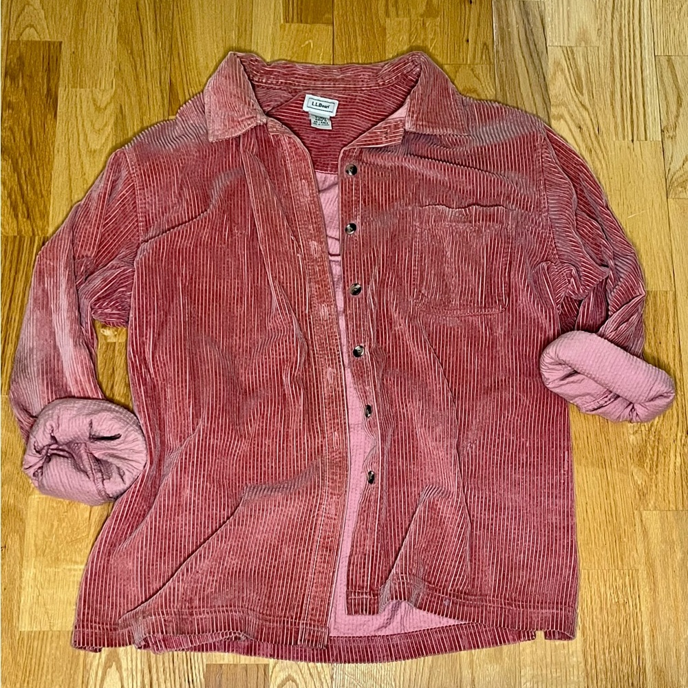 L.L. Bean Pink Corduroy Button Up Shirt